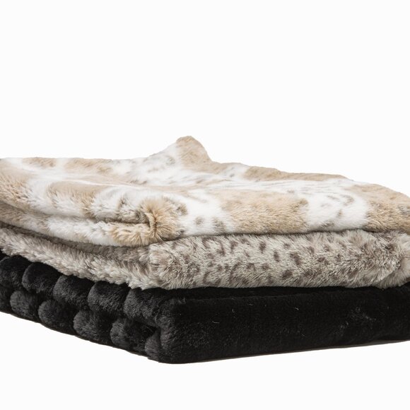 Luxe Home Decor Classic Faux Fur Throw | 1-Piece | Snow leopard | 50"x60" - Picture 7 of 8